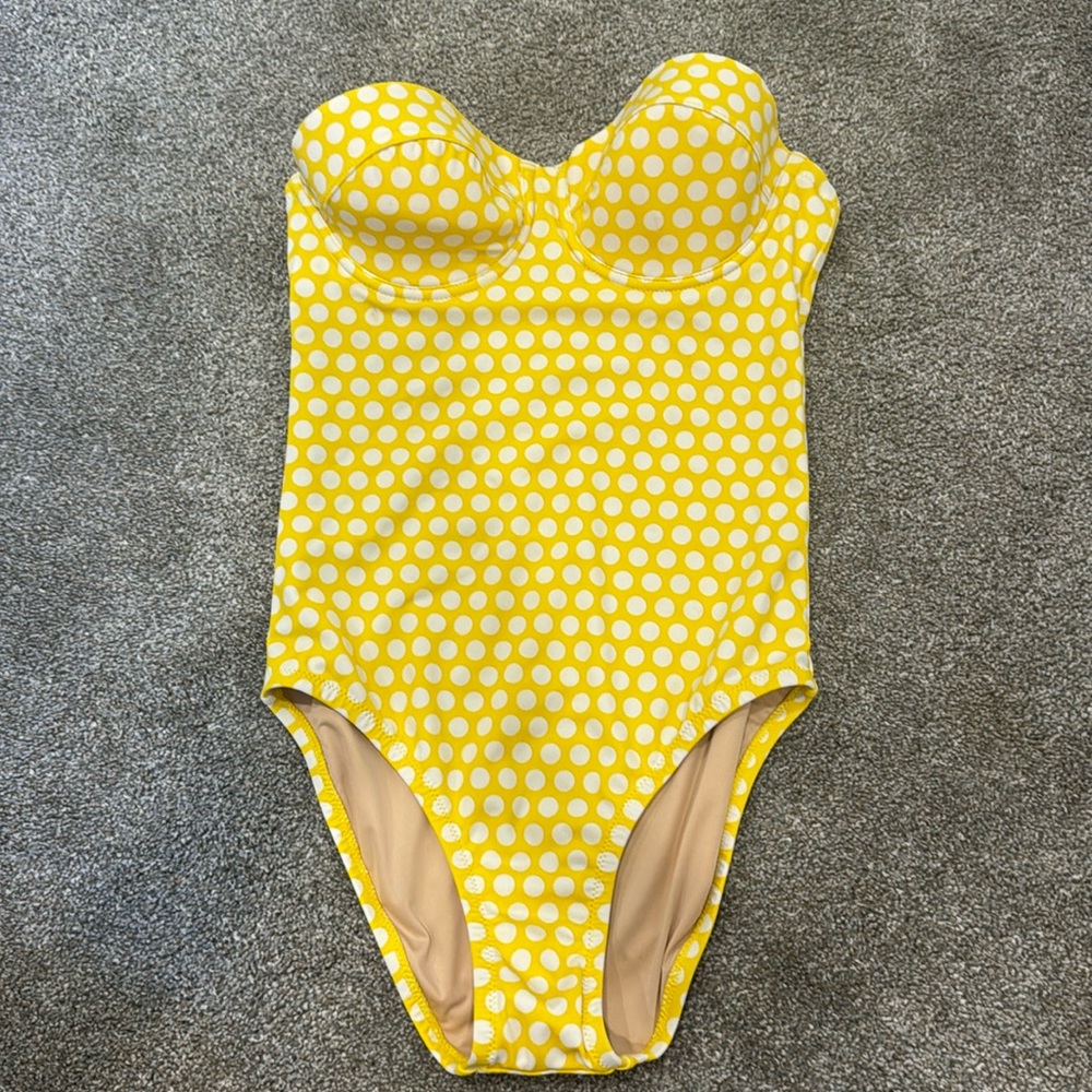 JCrew strapless underwire bathing suit.  D cup size 2.